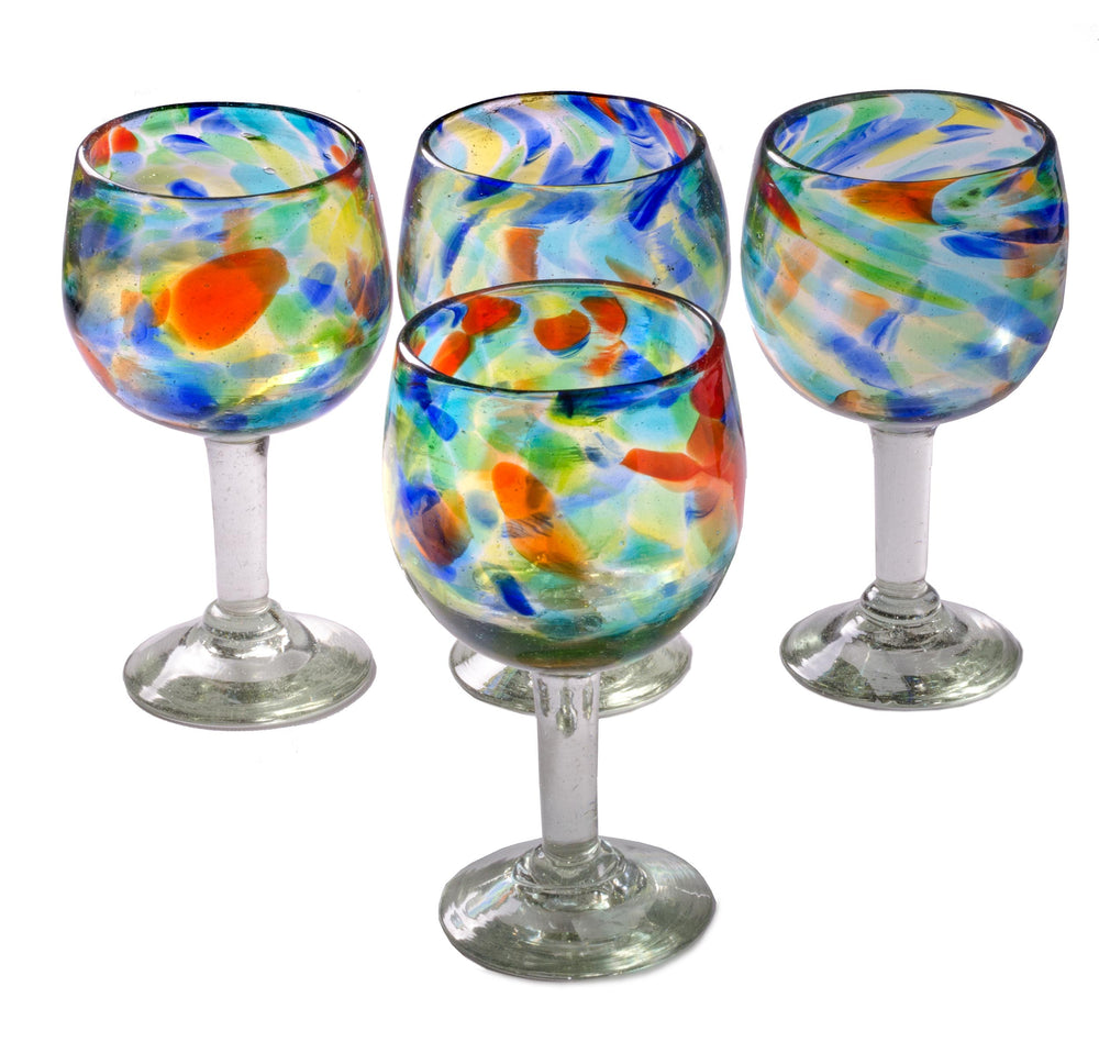 Orion Solid Confetti 16 oz Large Wine Glass  - Orion's Table Mexican Glassware