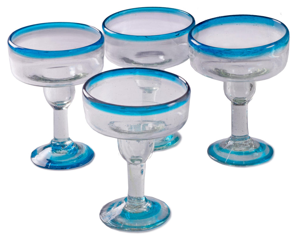 
                  
                    Orion Turquoise Rim 12 oz Margarita Coupette  - Orion's Table Mexican Glassware
                  
                