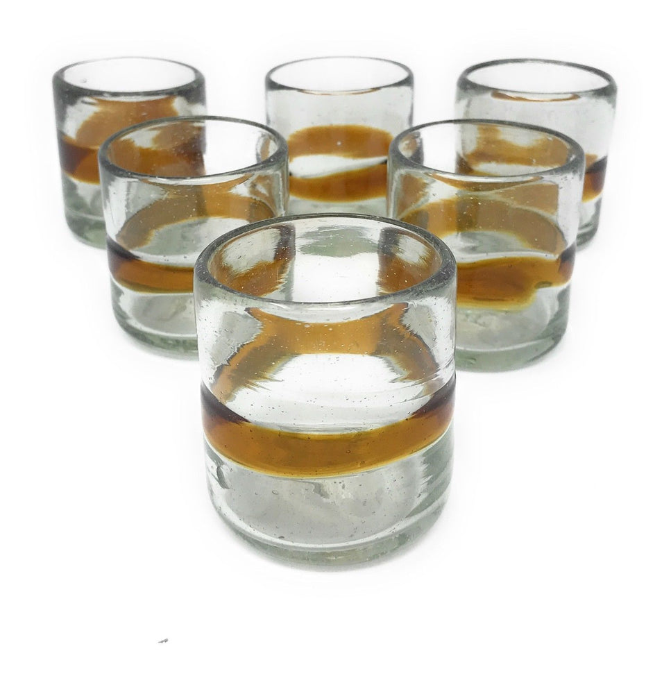 Orion Mexican Glassware Amber Band Sipping Glass 3.5 oz. -   - Orion's Table Mexican Glassware