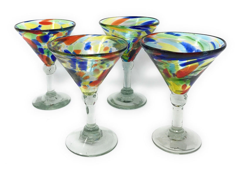 Orion Mexican Glassware Solid Confetti Martini 6.5 oz.  - Orion's Table Mexican Glassware