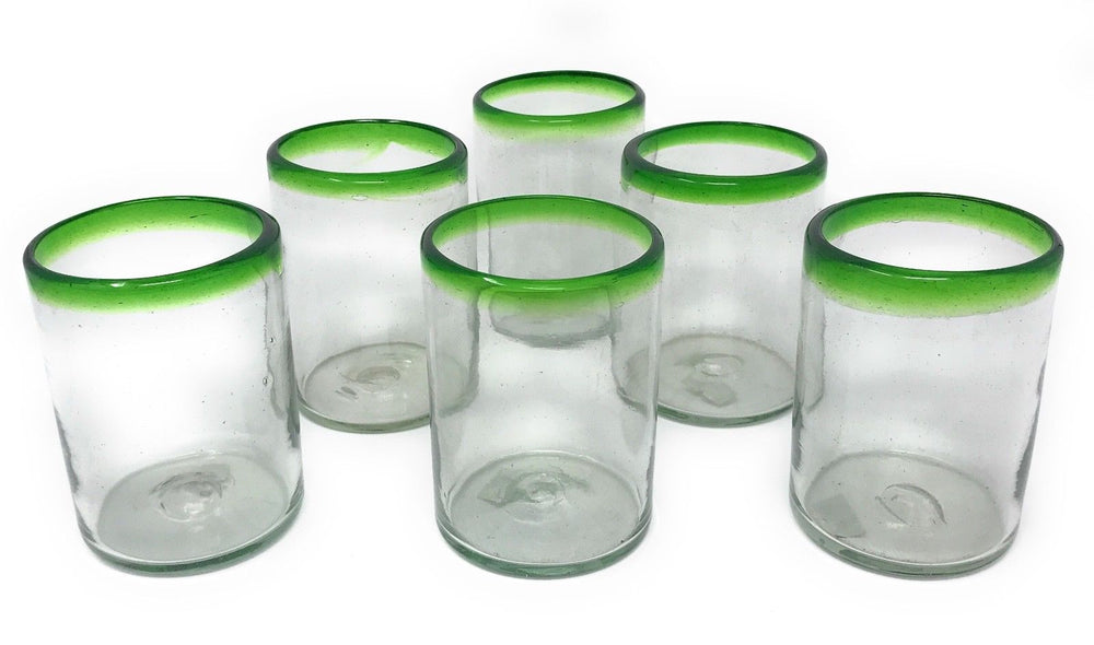 Orion Mexican Glassware Green Rim Short Tumbler 14 oz. –   - Orion's Table Mexican Glassware