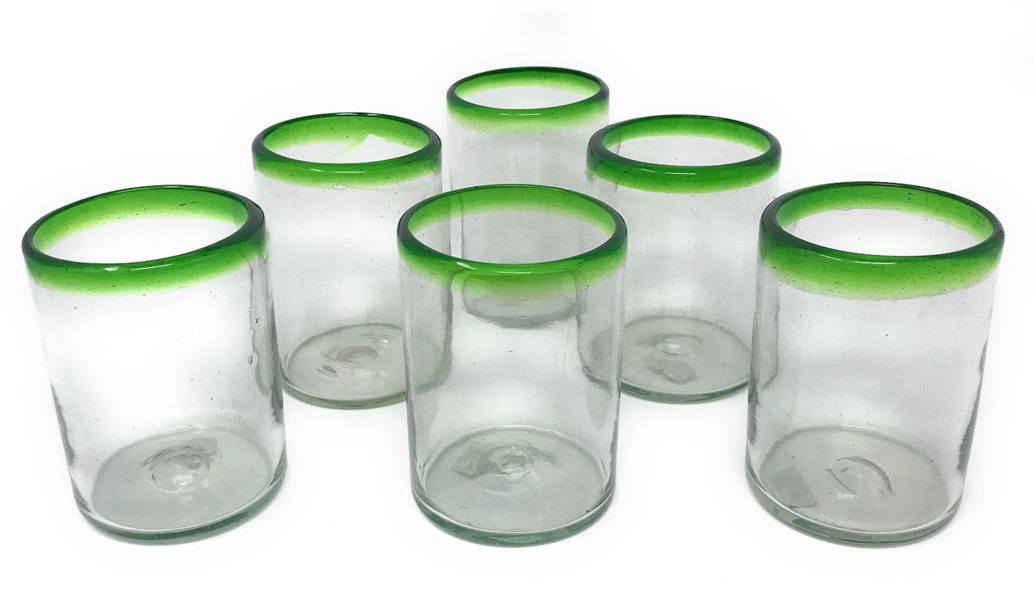 Orion Mexican Glassware Green Rim Short Tumbler 14 oz. –   - Orion's Table Mexican Glassware
