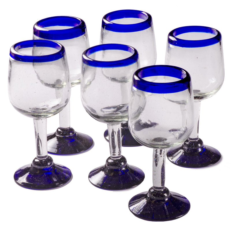 Cobalt Blue Rim Tulip Wine - 11 oz -   - Orion's Table
