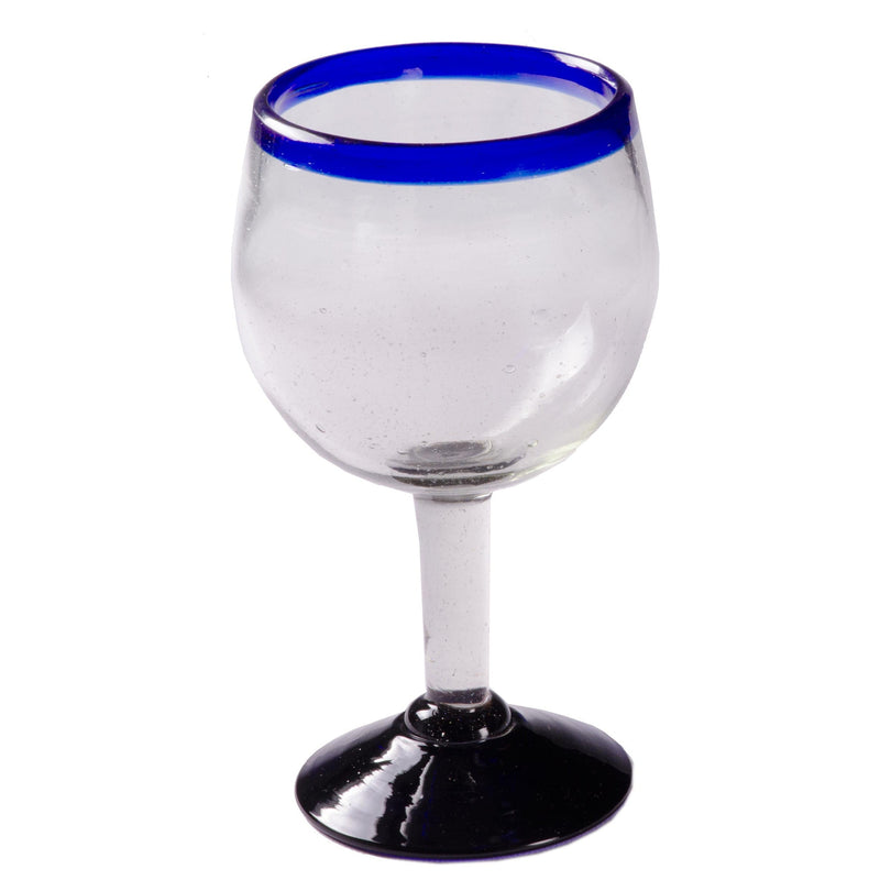 Cobalt Blue Rim Wine Goblet - 16 oz