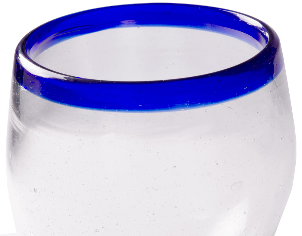 Cobalt Blue Rim Wine Goblet - 16 oz  - Orion's Table