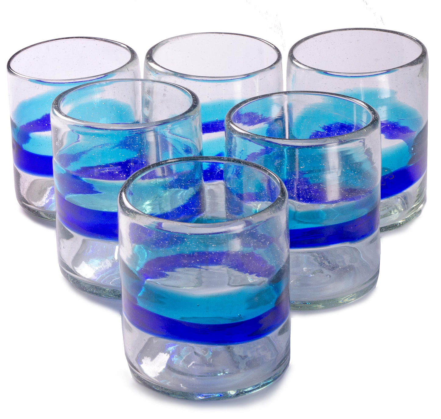 
                  
                    Orion Banded Turquoise/Cobalt 12 oz All Purpose -   - Orion's Table Mexican Glassware
                  
                