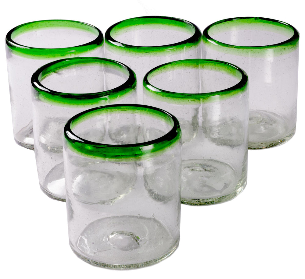 
                  
                    Orion Green Rim 12 oz All Purpose -   - Orion's Table Mexican Glassware
                  
                