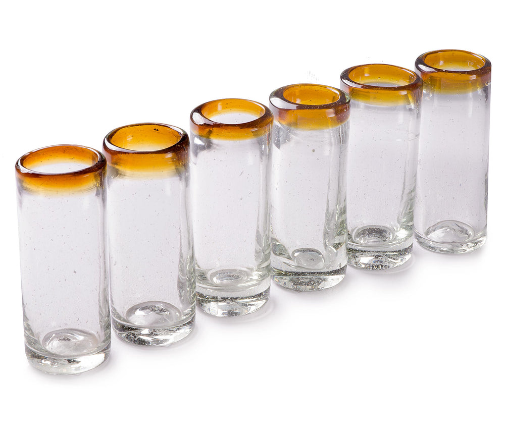 Orion Amber Rim 2 oz Shot Glass -   - Orion's Table Mexican Glassware