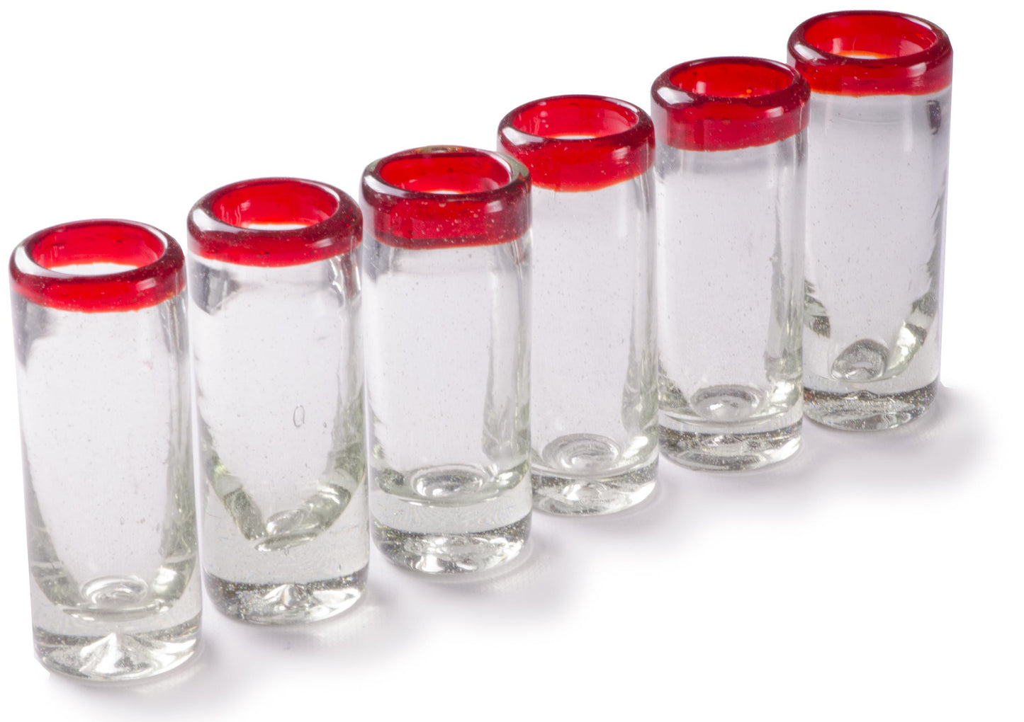 Orion Red Rim 2 oz Shot Glass -   - Orion's Table Mexican Glassware