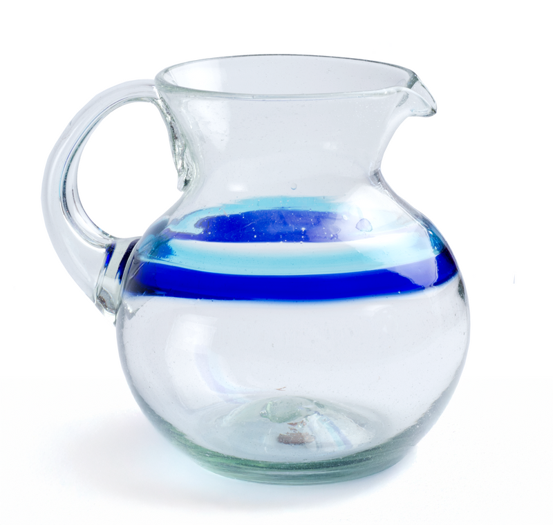 Cabo Bola Pitcher in Banded Turquoise/Cobalt - 80 oz