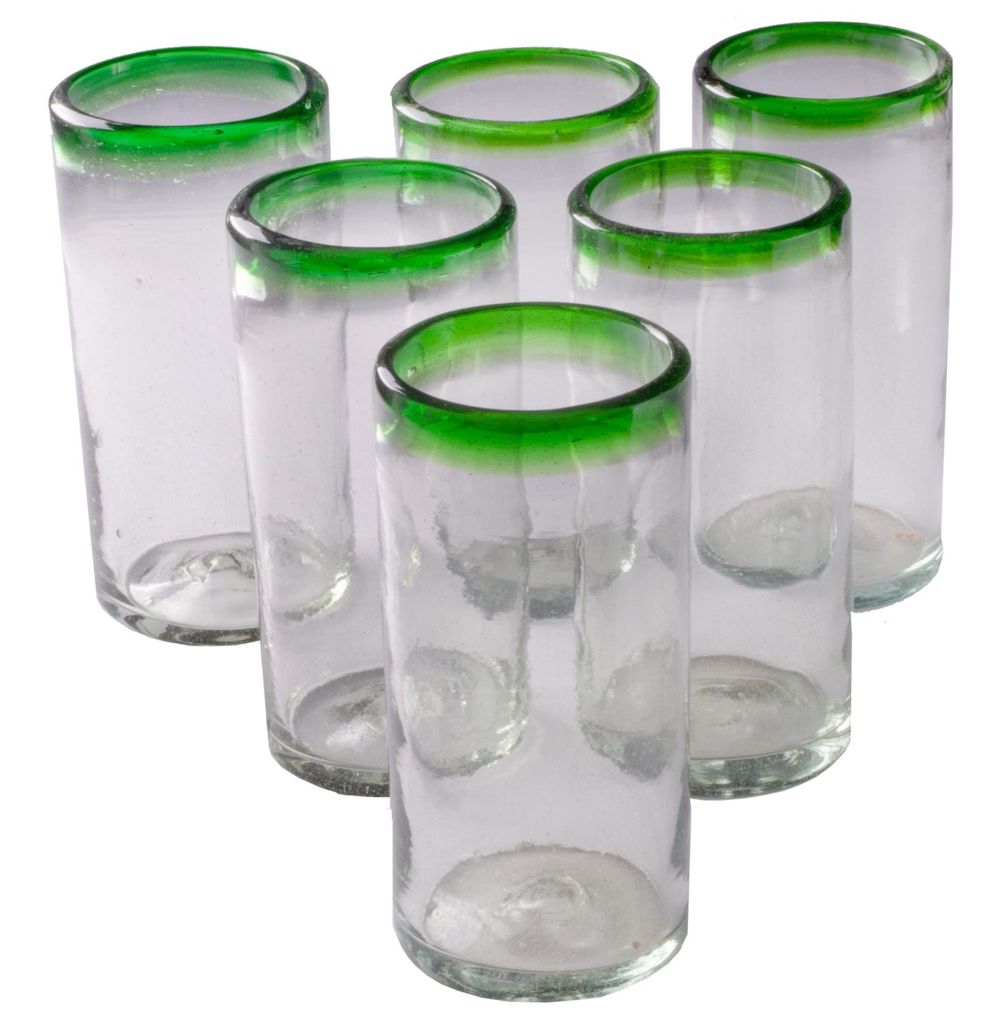 Orion Green Rim 22 oz Tall Tumbler -   - Orion's Table Mexican Glassware