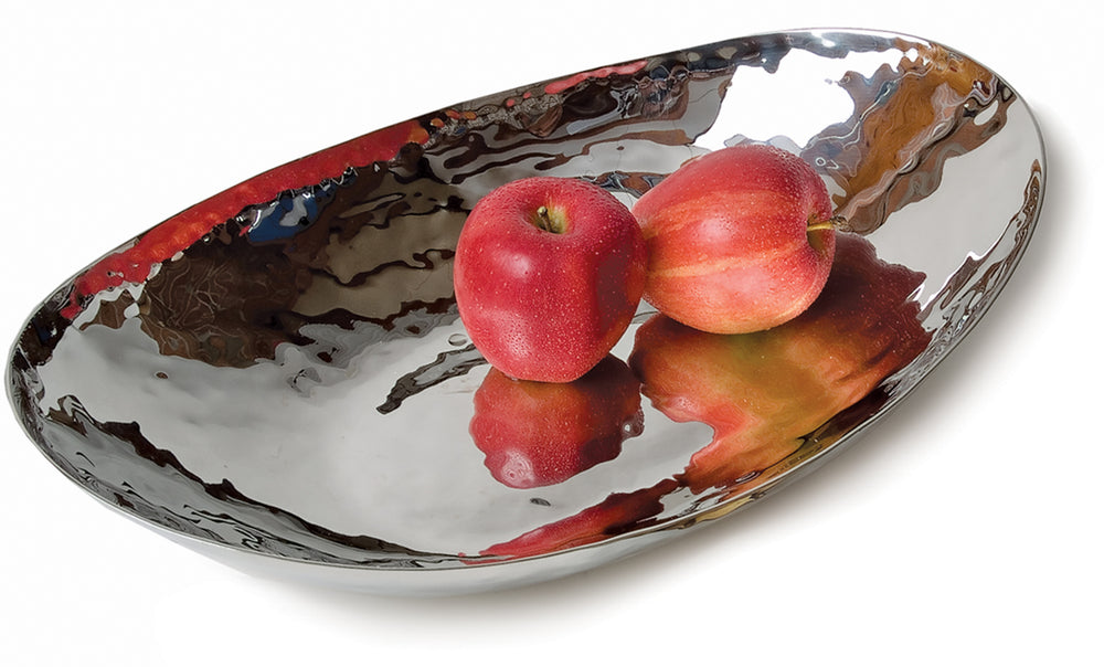 Hammered & Polished Oval Buffet Bowl (Hammered Stainless Steel)
