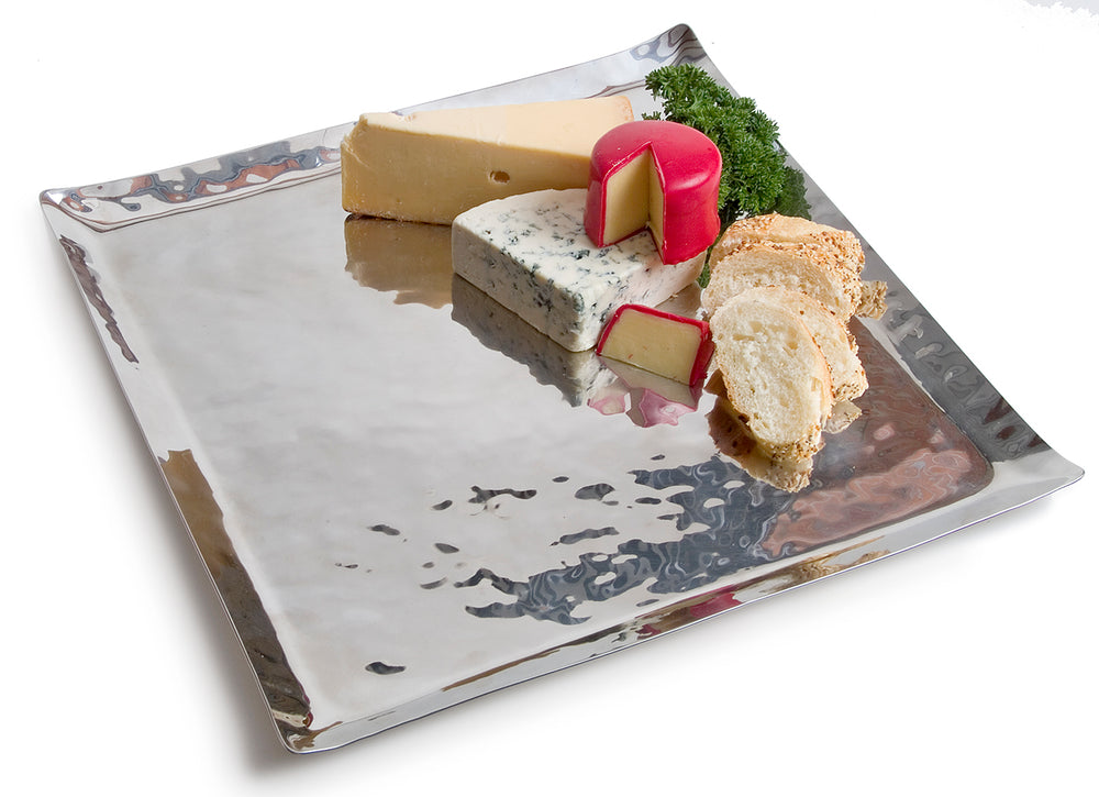 Hammered & Polished Square Platter (Hammered Stainless Steel)