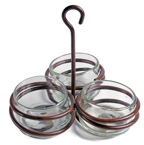 Condiment Caddy | Rustic Wrought Iron | 3-Piece