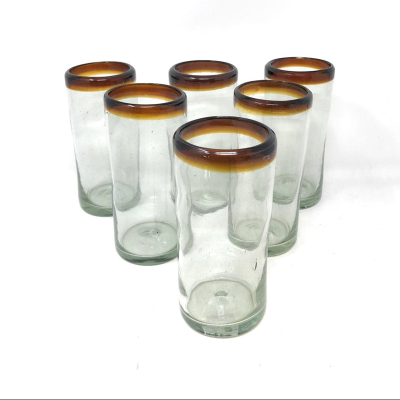 Orion Hiball Amber Rim 14 oz Tumbler -   - Orion's Table Mexican Glassware